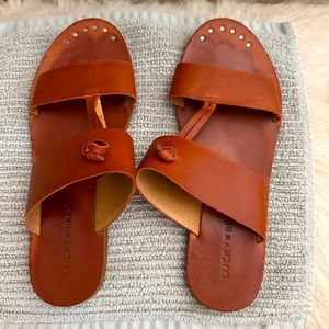 Leather slide sandal